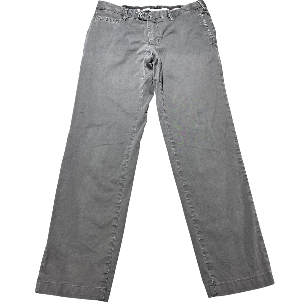 Isaia Pants Men 31x28.5 Gray Stretch Chino Slim Straight Casual Italy PNTS72 50R